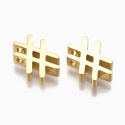 Golden 304 Stainless Steel Pendants, Mark #, Golden, 12.5x13x3mm, Hole: 1.8mm