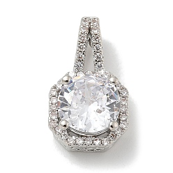 Прозрачный Стойка металлическая латунная микропрофилированная кубическая циркония подвески, долговечный, без свинца и без кадмия, квадратных амулеты, прозрачные, 17.5x10.5x6.7 мм, отверстие : 2.5x6 мм