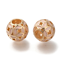 Золотой Наберешь покрытие эмали сплава европейские шарики, бусины с большим отверстием, круглый с монетой, золотые, 11x10 мм, отверстие : 4.8 мм