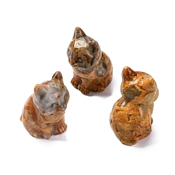 Сумасшедший Агат Натуральный сумасшедший агат, товары для украшения дома, форма кошки, 45~48x29~30x29~31 мм