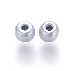 Silver 6/0 Baking Paint Glass Round Seed Beads, Silver, 4~5x3~4mm, Hole: 1~2mm, about 4500pcs/pound