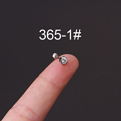 Плоский Круглый 316l серьги для хряща из хирургической нержавеющей стали с микропаве из прозрачного кубического циркония, цвет нержавеющей стали, плоско-круглые, 6 мм, штифты : 0.8 мм