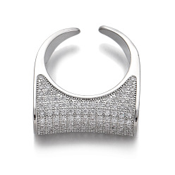 Платина Манжеты из латуни mirco pave с прозрачным кубическим цирконием, геометрический, платина, внутренний диаметр: 15~20 мм