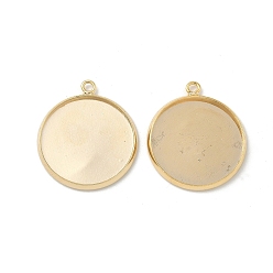 Настоящее золото 24K Плоские круглые настройки кабошон латунь подвесные, стеллажное покрытие круглые пустые поддоны с окантовкой, долговечный, без свинца и без кадмия, реальный 24 k позолоченный, лоток : 18 мм, 22x20x2 мм, отверстие : 1.4 мм