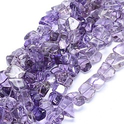 Amethyst Natural Amethyst Beads Strands, Nuggets, 10~25x5~12mm, Hole: 1.2mm, 15.7 inch(40cm)