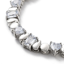 Platinum Brass Micro Pave Cubic Zirconia Chain Necklaces, Platinum, 18-1/4 inch(46.5cm)