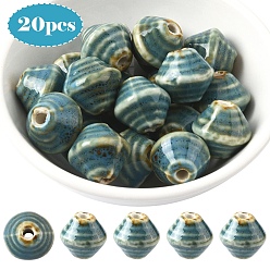 Светло-Голубой 20шт. фарфоровые бусины ручной работы, для украшения браслета/ожерелья, Диетические аксессуары, форма волчка, Небесно-голубой, 15.5x14 мм, отверстие : 3 мм