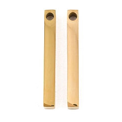 Настоящее золото 18K 201 подвески из нержавеющей стали, прямоугольный шарм, ионное покрытие (ip), реальный 18 k позолоченный, 40x5x5 мм, отверстие : 3 мм