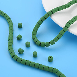 Green Handmade Polymer Clay Bead Strands, Column, Green, 6.5x6mm, Hole: 1.2mm, about 61pcs/strand, 15.75 inch(40cm)