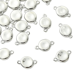 Real Platinum Plated SHEGRACE Brass Connector Charms, Flat Round Links, Cadmium Free & Lead Free & Nickel Free, Real Platinum Plated, 12x7x1.5mm, Hole: 1.2mm