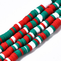 Red Handmade Polymer Clay Beads Strands, for DIY Jewelry Crafts Supplies, Heishi Beads, Disc/Flat Round, Red, 4x0.5~1mm, Hole: 1.4mm, about 350~410pcs/strand, 15.75 inch~16.14 inch(40~41cm)