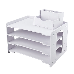 Белый 4- многослойные держатели для папок из ПВХ, прямоугольные, белые, 34.5x25x29.5 см