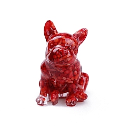 Gemstone Украшение для выставки собак из смолы, с кусочками натуральных драгоценных камней внутри статуй для украшения домашнего офиса, 45x50x75 мм