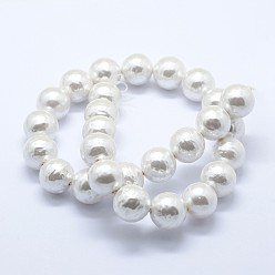 Shell Pearl Shell Pearl Beads Strands, Round, Creamy White, 14mm, Hole: 1mm, about 28pcs/strand, 15.7 inch