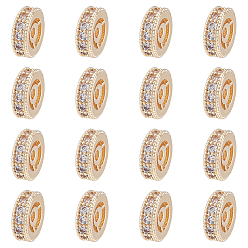 Золотой Латунные микропаве из прозрачного кубического циркония, без никеля , колесо, реальный 14 k позолоченный, 8.5x2.5 мм, отверстие : 1.6 мм, 16 шт / коробка