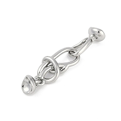 Платина Латуни крюка и S-крючок застежки, без кадмия, без никеля и без свинца, платина, 32x8.5 мм