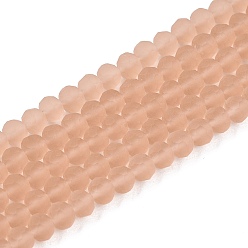 Верблюжий Прозрачные стеклянные бусины, граненые, матовые, рондель, верблюжие, 4 мм, отверстие : 1 мм, около 105~110 шт / нитка, 38~39 см