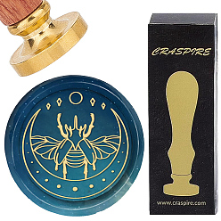 Beetle Латунные восковые печати с деревянной ручкой, для diy scrapbooking, жук, 25 мм