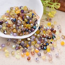 (52) Непрозрачная лаванда Полированные чешские стеклянные бусины, гальванический / крашеный / матовый, граненые, барабан, разноцветные, 4x4 мм, отверстие : 1 мм, о 1437 шт. ~ 1443 шт. / сумка