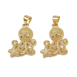 Осьминог Латунные подвески, долговечный, без кадмия и без свинца, стойки покрытие, реальный 18 k позолоченный, осьминог, 20.5x16.5x4.5 мм, отверстие : 4.5x3.5 мм