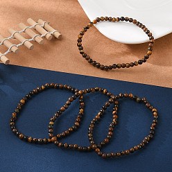 Тигровый глаз Натуральный тигровый глаз круглый шарик браслеты простирания, 54.5 мм, шарик: 4~5 мм