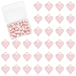 Pink 80Шармы из сплава эмали, шарма сердца, золотой свет, без свинца и без кадмия, розовые, 11.5x10x2 мм, отверстие : 2 мм