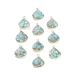 Имперская яшма Подвески из натуральной имперской яшмы, с железной кромкой светло-золотистого цвета, слеза, 24.5x21x6.5 мм, отверстие : 2.5 мм