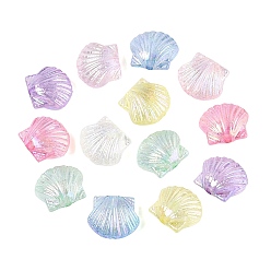 Couleur Mélangete Perles en plastique transparentes, forme coquille, de couleur plaquée ab , couleur mixte, 11x12.5x6.5mm, Trou: 1.6~1.8mm, environ1110 pcs / 500 g