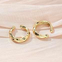 Настоящее золото 18K Массивные серьги-каффы из латуни с реечным покрытием для женщин, без кадмия и без свинца, реальный 18 k позолоченный, 18.5x19x4.5 мм, внутренний диаметр: 13.5 мм