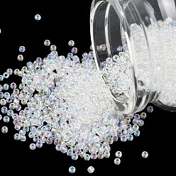 Прозрачный Fgb 12/0 круглый стеклянный бисер класса А, прозрачные цвета радуги, прозрачные, 2x1 мм, отверстие : 0.5 мм, Около 60000 шт / фунт
