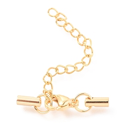 Золотой 304 удлинитель бордюрной цепи из нержавеющей стали, с концами шнура и защелками лобстера, золотые, 30 мм, 2.5 mm в диаметре