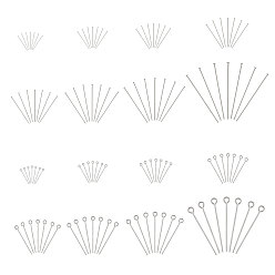 Stainless Steel Color 304 Stainless Steel Flat Head Pins & Eye Pin, Stainless Steel Color, 65mm/50mm/45mm/40mm/35mm/30mm/25mm/20mm, 0.7mm thick, 800pcs/box
