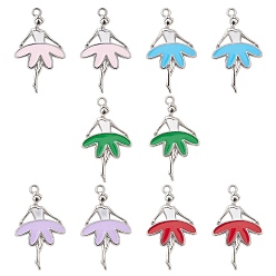 (52) Непрозрачная лаванда 10 шт 5 цвета сплава эмалевые подвески, очарование балерины, разноцветные, 31x18x2 мм, отверстие : 1.6 мм, 2 шт / цвет
