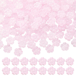 Pink 120 Perles de verre transparentes peintes à la bombe, sakura, rose, 13.5x14x6mm, Trou: 1.2mm