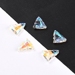 Райский Свет Стеклянные стразы подвески, рождественская елка, райский блеск, 15x13.5x5 мм, отверстие : 1.2 мм