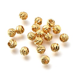 Настоящее золото 18K Латунные бусины, долговечный, спираль круглый, без никеля , реальный 18 k позолоченный, 4.5 мм, отверстие : 2 мм