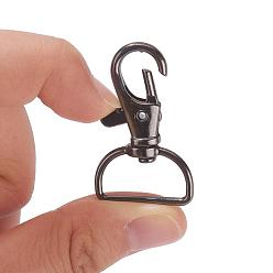 Gunmetal Zinc Alloy Swivel Lobster Claw Clasps, Swivel Snap Hook, Gunmetal, 38x24mm, Hole: 8x20mm