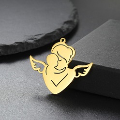 Золотой Подвески из нержавеющей стали ко дню матери, лазерная резка, ангел мама с ребёнком амулет, золотые, 31x38 мм
