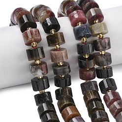 Турмалин Нити из натуральных разноцветных турмалиновых бусин, диск, Heishi бусы, с бисером, 9~12.5x6~8.5 мм, отверстие : 1 мм, около 36~48 шт / нитка, 15.16''~15.94'' (38.5~40.5 см)