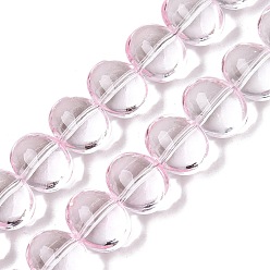 Pink Прозрачные стеклянные бусины гальваническим пряди, овальные, розовые, 14.5x11x10~10.5 мм, отверстие : 1.2 мм, около 54~55 шт / нитка, 24.17~24.41 дюйм (61.4~62 см)