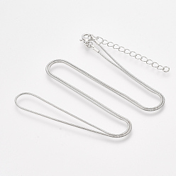 Платина Латунь круглый змея цепи ожерелье решений, с карабин-лобстерами , платина, 24.4 дюйм (62.2 см), 1.2 мм