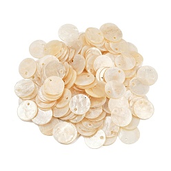 Белый Дым Натуральные подвески в форме диска из оболочки Capiz, серый, 12~12.5x0.5~1 мм, отверстие : 1.2~1.4 мм, 200 шт