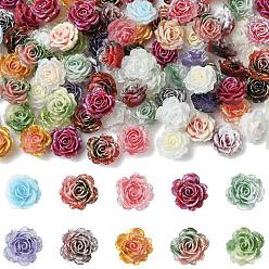 Mixed Color 100Pcs Plastic Cabochons, Flower, Mixed Color, 9x9x5mm