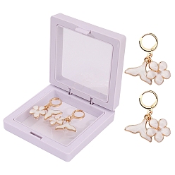 Цветок Подвесные маркеры петель с замком из сплава эмали, для вязания спицами и крючком, с железными застежками, цветок, 2.7x3 см, коробка: 7x7 см, 2 шт / комплект