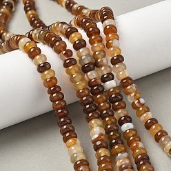 Седло Коричневый Натуральные полосатые агатовые бусы, окрашенная и подогревом, рондель, класс А, седло коричневый, 8~8.5x5 мм, отверстие : 1 мм, около 76~77 шт / нитка, 14.76~14.96 дюйм (37.5~38 см)