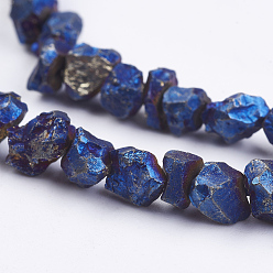 со Синим Покрытием Гальванические нити шарик натуральный пирит, самородки, с покрытием синим, 1.5~5x3~6 мм, отверстие : 1 мм, о 15.3~15.7 дюйме