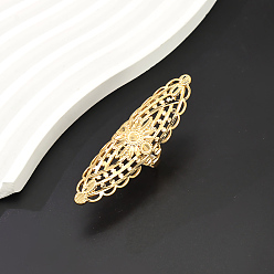 Цветок Модные ажурные латунные манжеты для женщин, реальный 18 k позолоченный, цветок, 62x19 мм