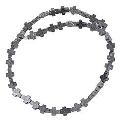 Gray Vintage Handmade Porcelain Beads, Fancy Antique Glazed Porcelain, Cross, Gray, 10x8x3.5mm, Hole: 1.6mm