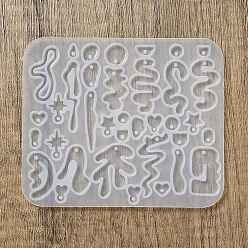 Белый DIY силиконовые формы кулон, формы для литья смолы, для уф-смолы, изготовление ювелирных изделий из эпоксидной смолы, самородки, белые, 91x108x4.5 мм, отверстие : 1.2~2 мм, внутренний диаметр: 5.5~32x5~22 мм