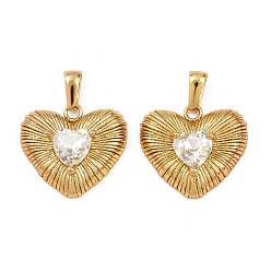 Золотой 304 из нержавеющей стали горный хрусталь подвески, сердце прелести, золотые, 20.5x23x8 мм, отверстие : 7x3 мм